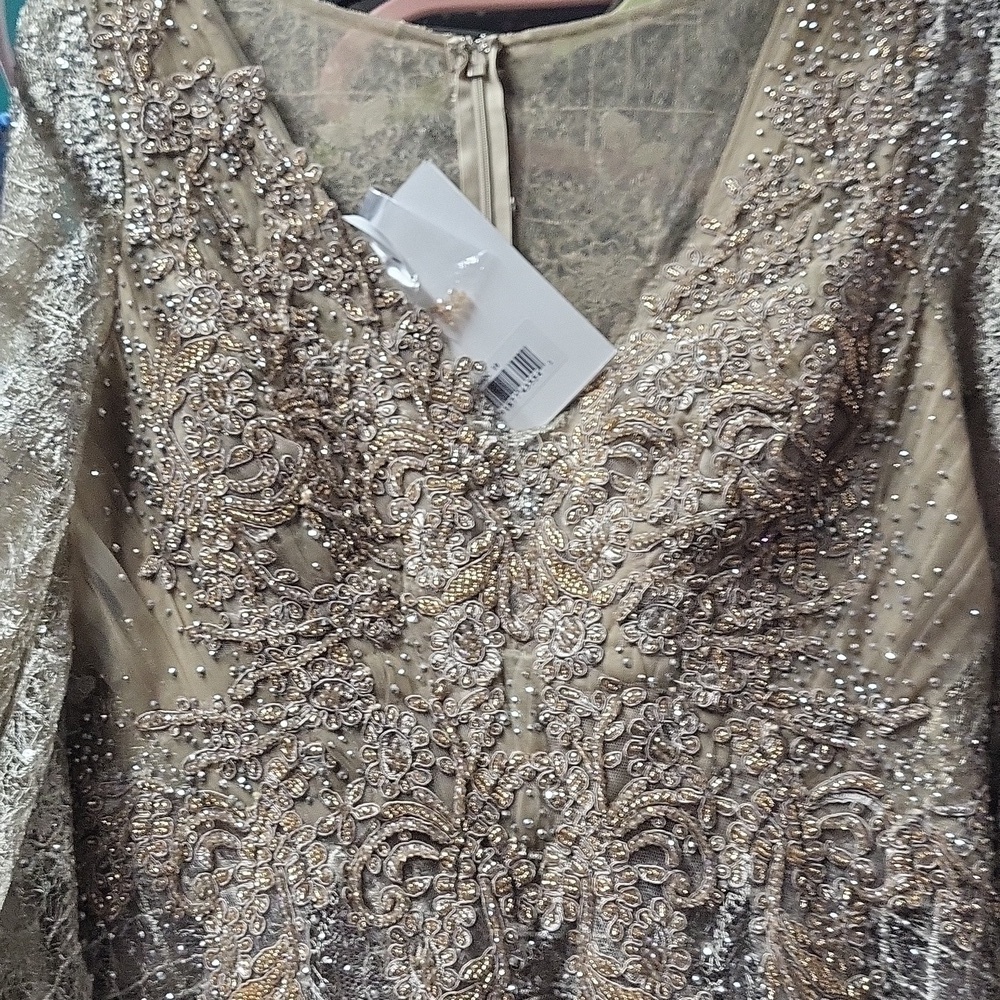 Mac duggal 20283 Grey/mocha goen 10 nwt - Picture 6 of 12